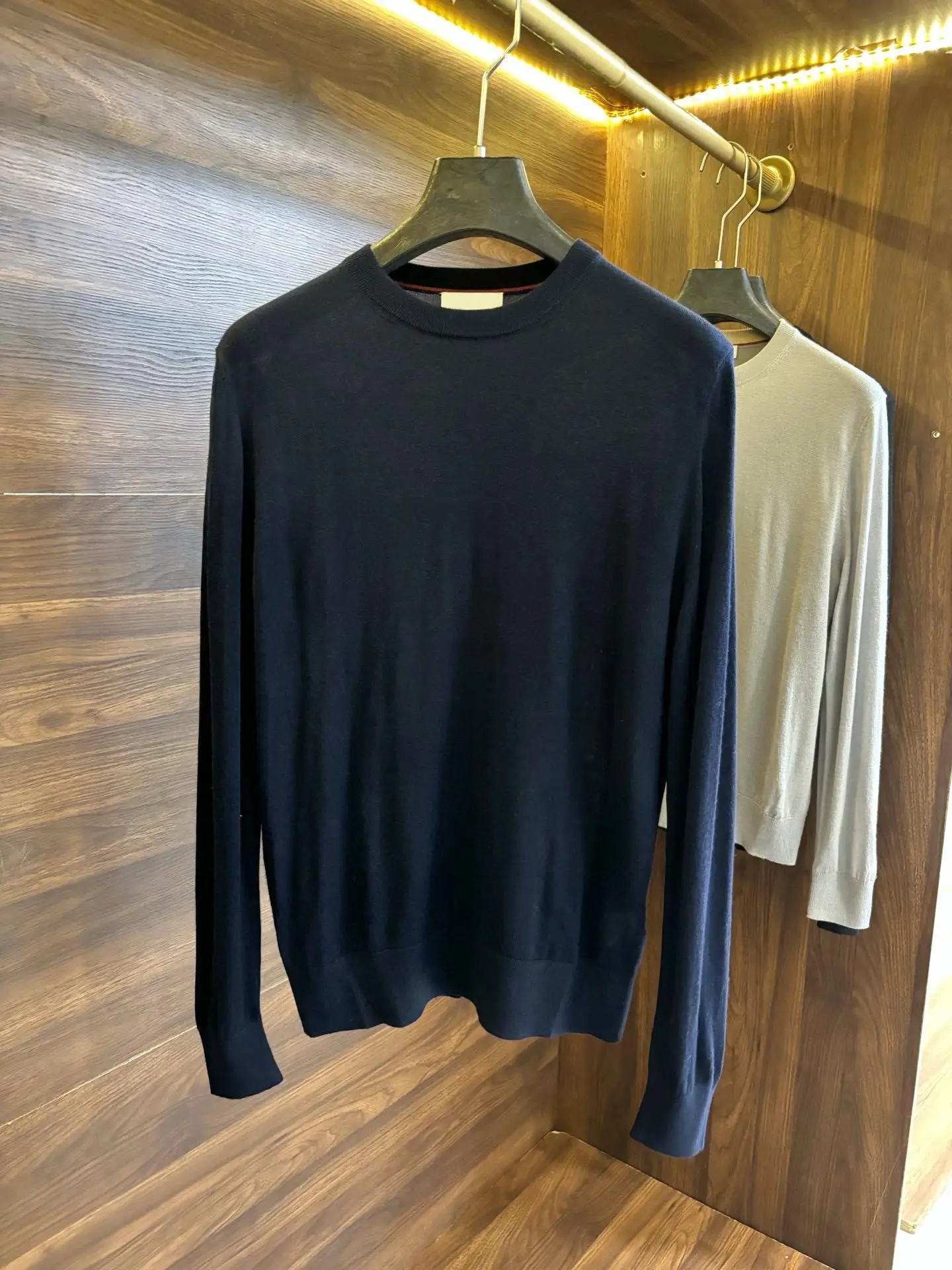 

Мужской вязаный шерстяной свитер Long Sve, повседневный дышащий осенне-зимний теплый однотонный деловой повседневный свитер, модный круглый...