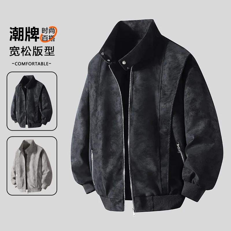 

2025 new fashion brand men's leather jacket, leather men's fall/winter coat, men's lapel casual jacket, can enhance your style