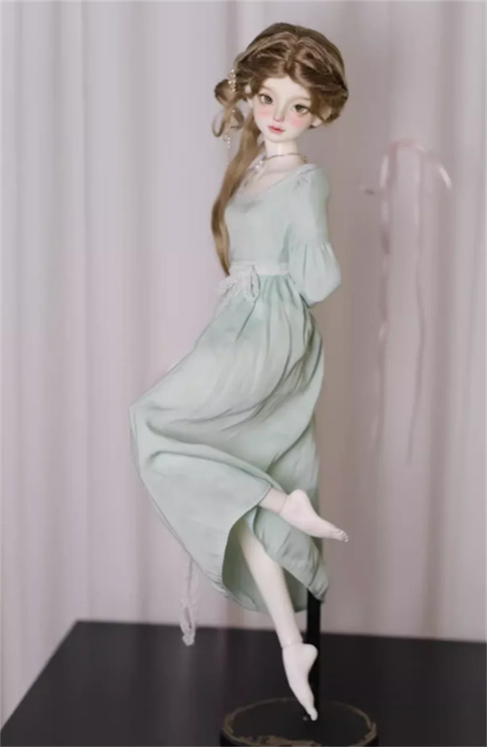 1/4 Vrouwelijke Soldaat Kleding Accessoire Lichtgroen Kant Taille - Cinching Lange Jurk Fit Girl Action Figure Model Voor DIY