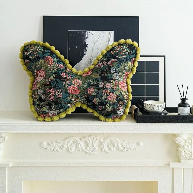 

French Retro Ins Style Butterfly Pillow for Sofas Armchairs Balcony Windows and Bedroom Couches