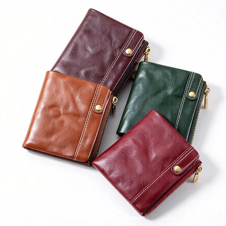 Couple Wallets RFID Blocking Leather Small Compact Bi-fold Zipper Pocket Wallet Card Case Purses with ID Window for Lover