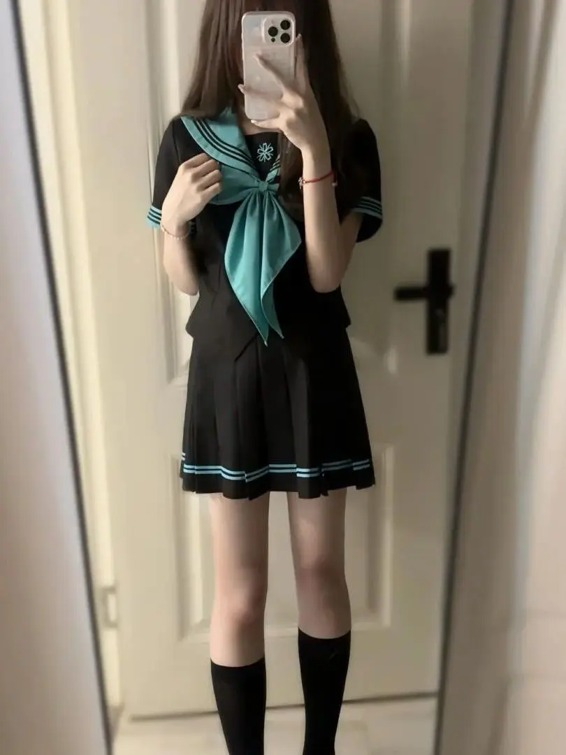 2026 Summer College Style Two-Piece Set Short Sleeve School Uniform Outfit Breathable Fashionable Women's Workwear