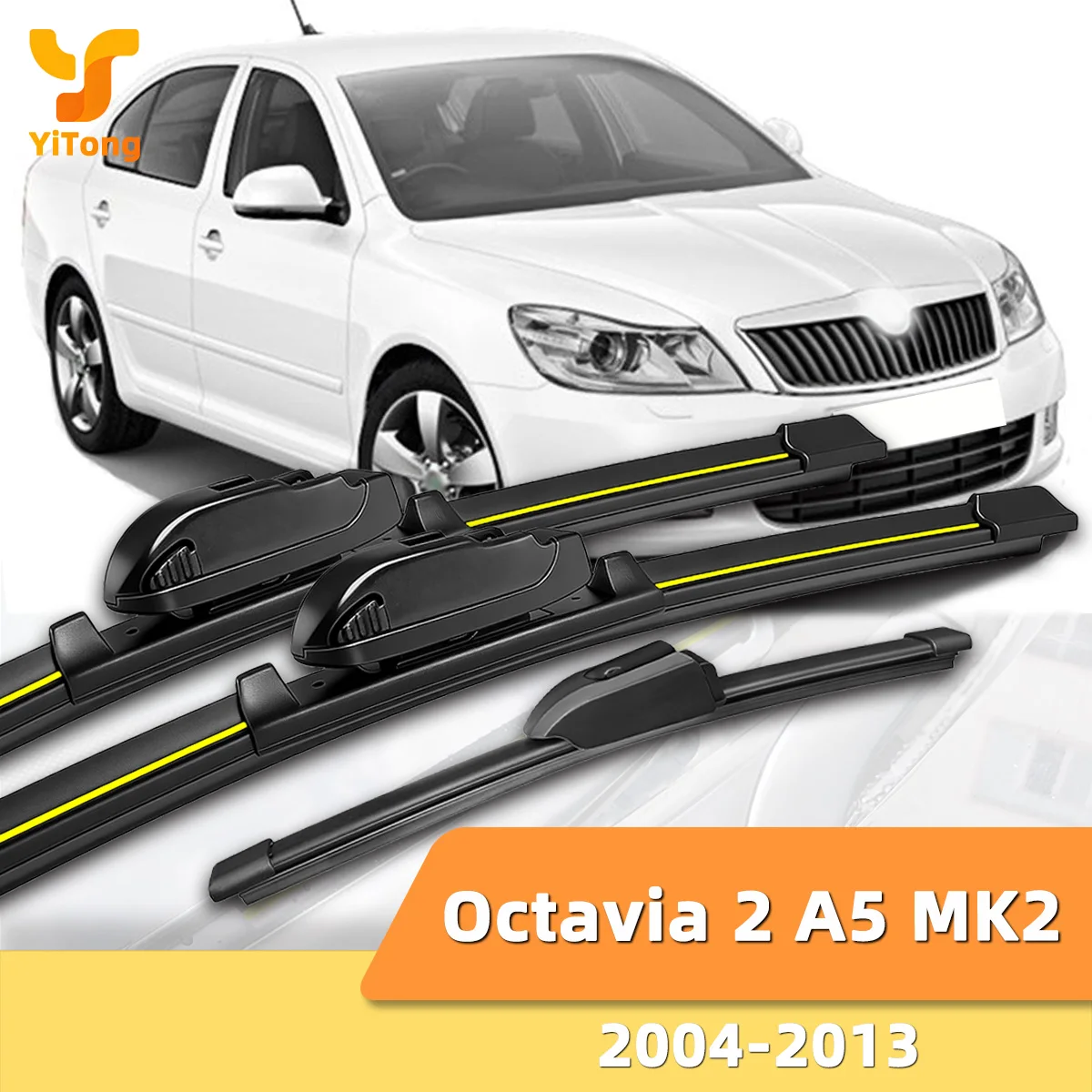Yitong Geeignet für Skoda Octavia 2 A5 MK2 2004-2013 Front- und Heckscheibenwischer, langlebiges Zubehör für Windschutzscheiben 2006