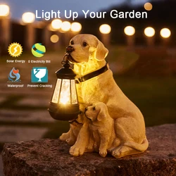 Simulação solar Animal LED Light, Ao ar livre, Impermeável, Estátuas do cão de resina, Night Lights for Pathway, Jardim, Decoração da vida selvagem