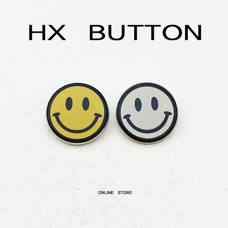 

Faionable Metal Alloy Button Cartoon Smiling Face Woolen Suit irt Western Sle Coat Versatile Button Zinc Alloy Material