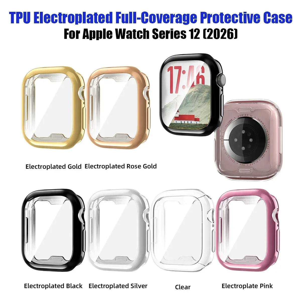 TPU Soft Case for Apple Watch 12 46mm Screen Protector for Iwatch Series 12 42mm Full Cover Scratch Resistant Accessories