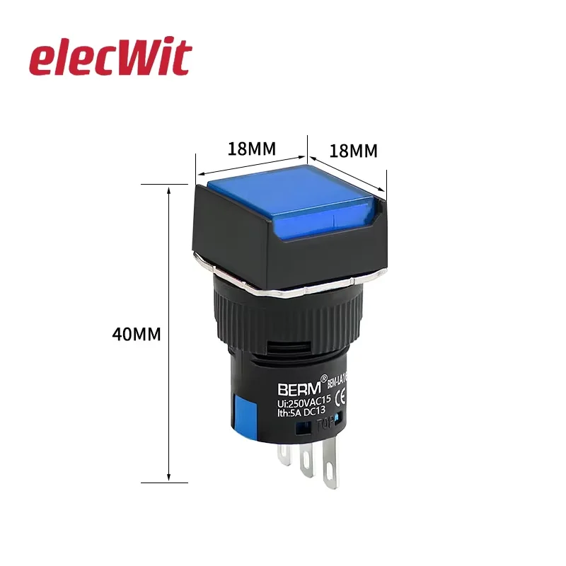 LA16 Push Button Switch with Lamp Self Reset and Self-Locking, Square, Rectangular, Circular Starting Power Supply, 12V 24V