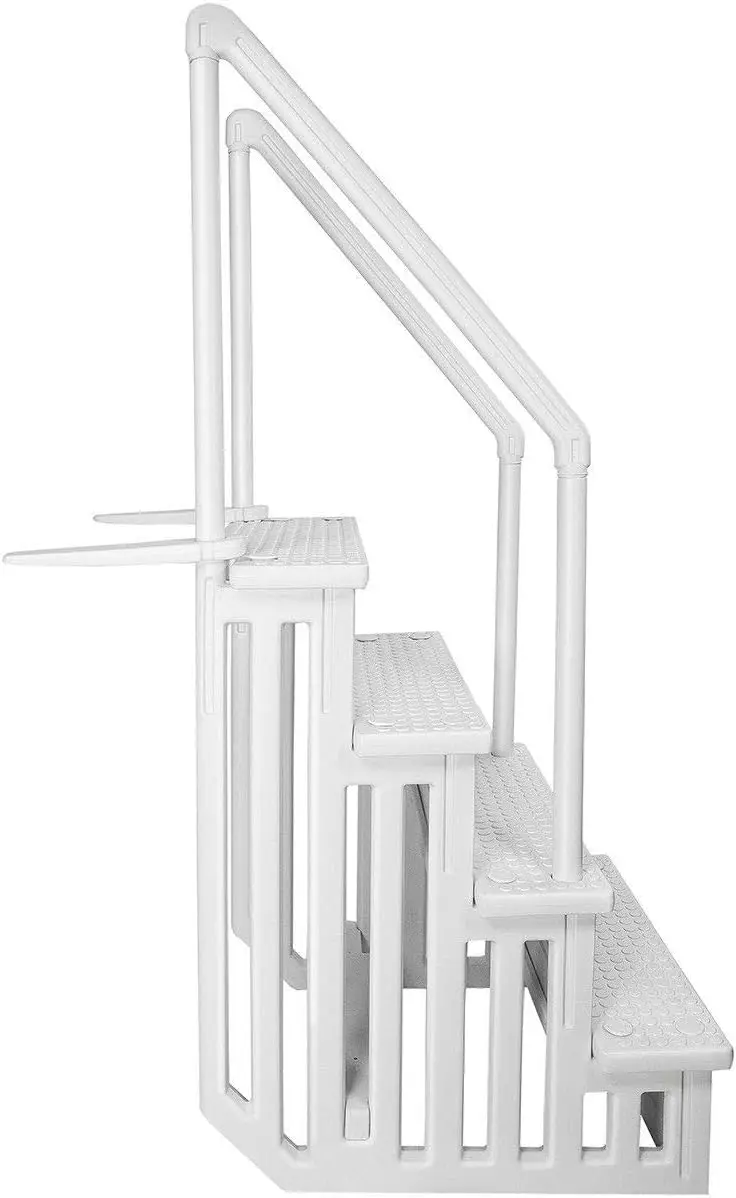 Xtremep Reportus Стремянка для бассейна от 48 до 54 дюймов Стремянка для надземного бассейна от ступенек до настила 4-ступенчатая ручка для предотвращения скольжения, белая