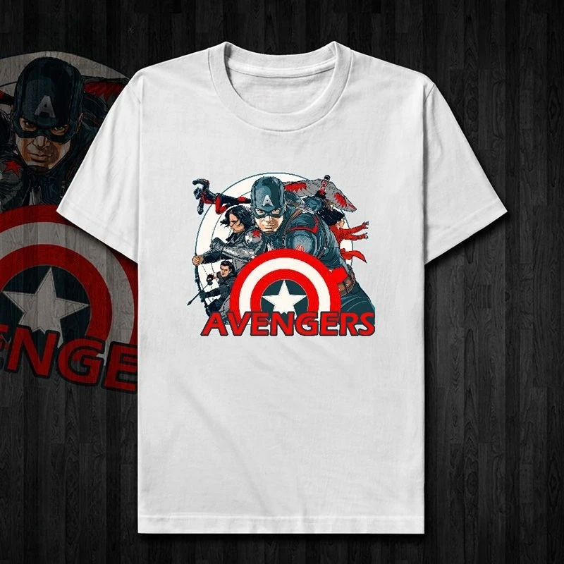 تي شيرت مطبوع بنمط كابتن أمريكا عالي الجودة معتمد من Marvel بأكمام قصيرة للرجال والنساء