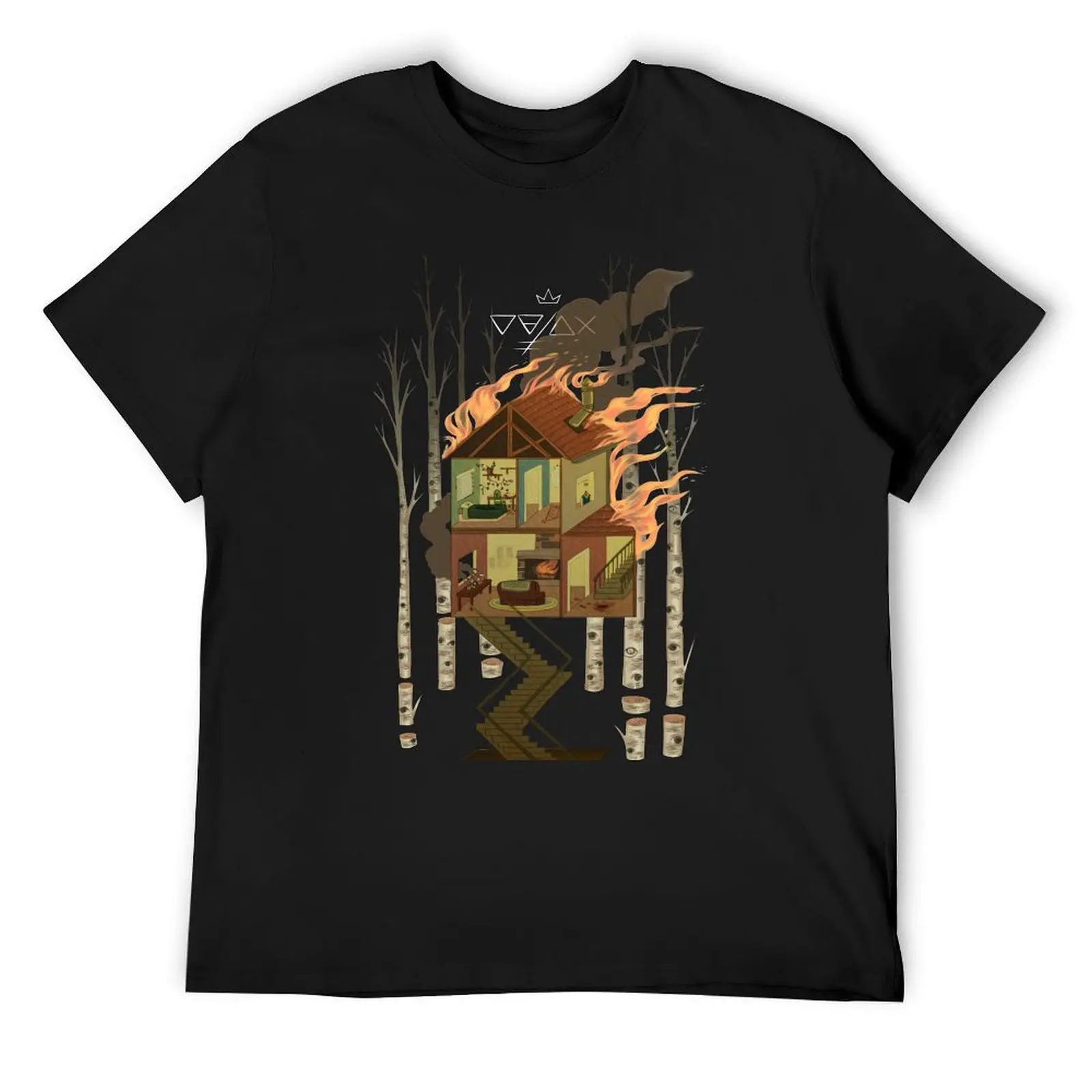 

House on Fire T-Shirt street wear oversized graphic tee plain clothes for men