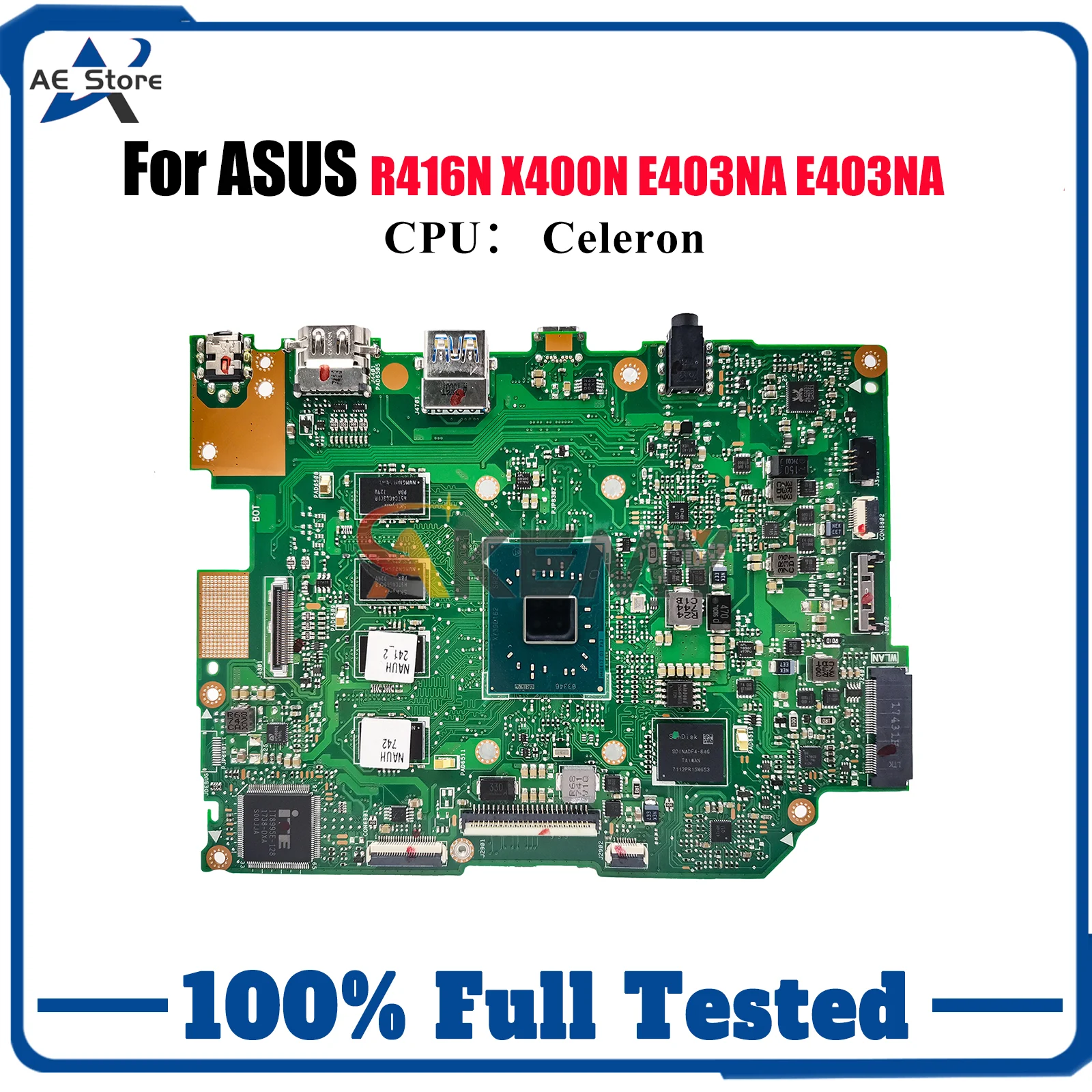 

E403NA Laptop Motherboard For ASUS EeeBook E403NA X400N E403N R416N Notebook Mainboard With Celeron CPU 100% tests OK fast ship