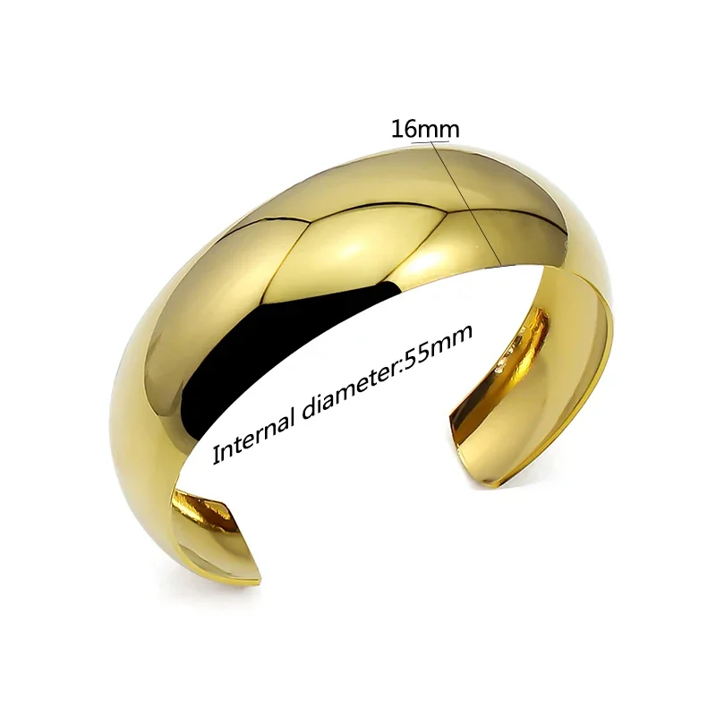 2024 New Design Punk Jewelry Stainless Steel Plain Shiny Round Gold Color cuff Bangles For Women Fashion Jewelry pulsera