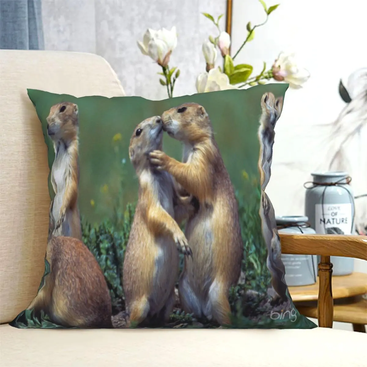 Three Prairie Dogs Square pillowcase Creative Zipper Decorative Pillowcase Sofa seat Cushion Cover 45x45