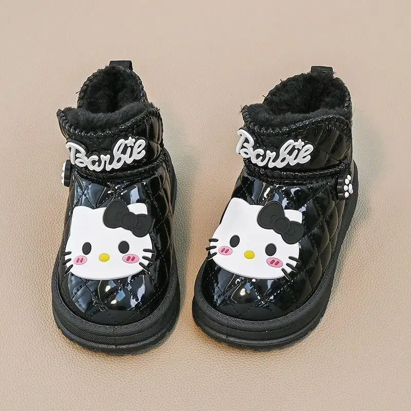 

Sanrio Hello Kitty Girls Winter Snow Boots Plush Lined Thick Warm Non Slip Cotton Shoes For Children New Cute Kawaii