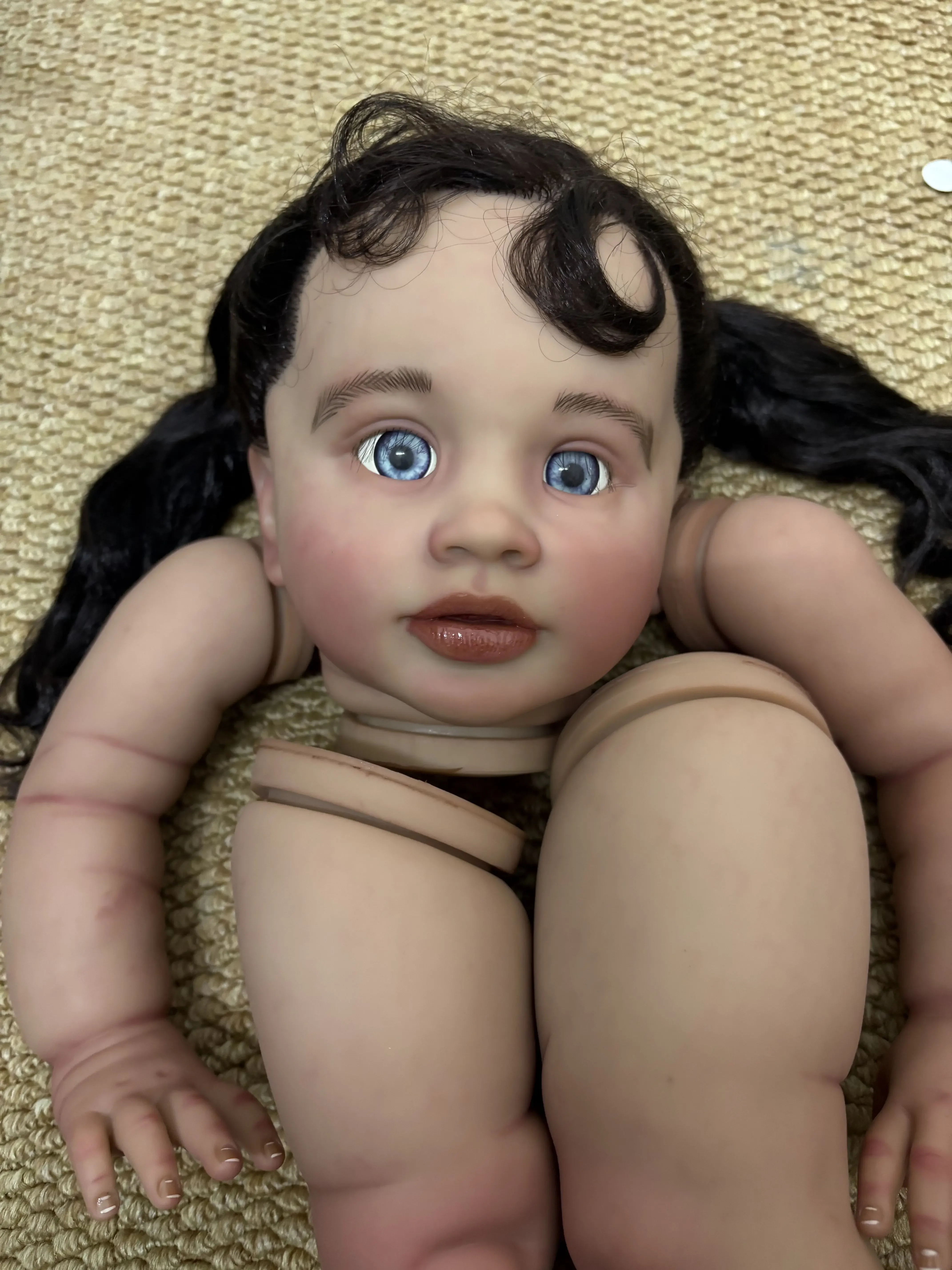 EGO Customized Limited Supply 26inch Reborn Baby Pippa With Hand-Rooted Hair Painted Kit DIY Part With Cloth Body