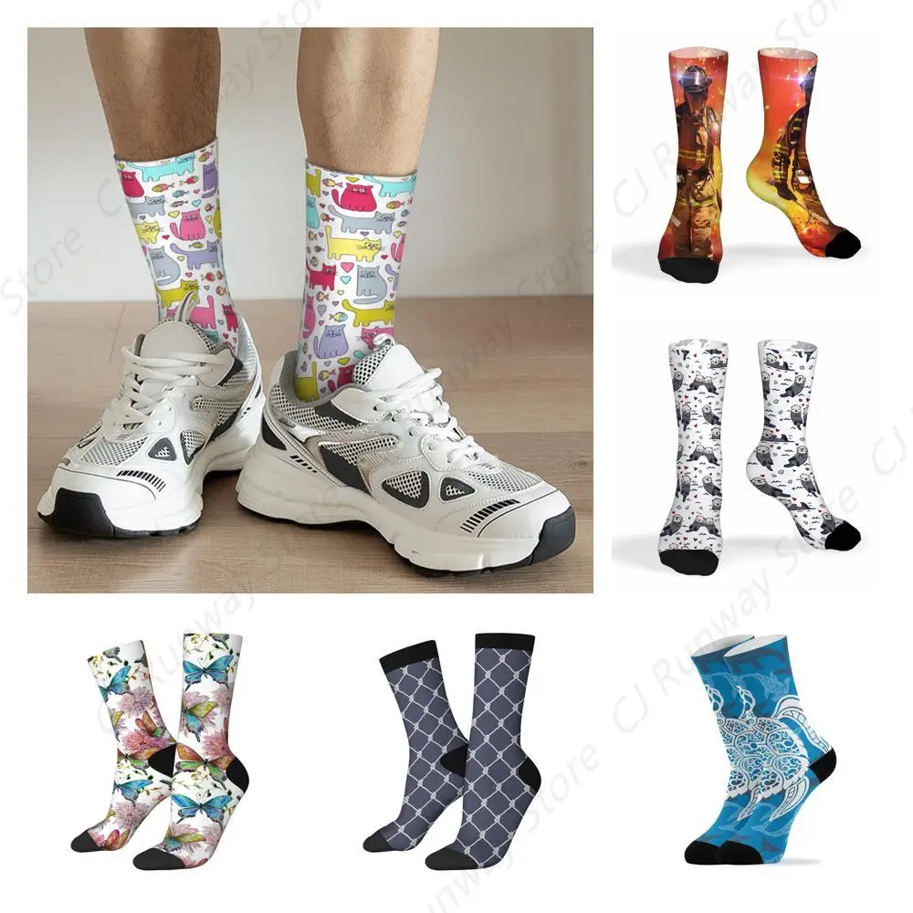 Unisex Socks Electric Saw Funny Socks Turtle sock Gifts for Women Mens Novelty Crew Vintage Motorcycles Socks 15-16‘’