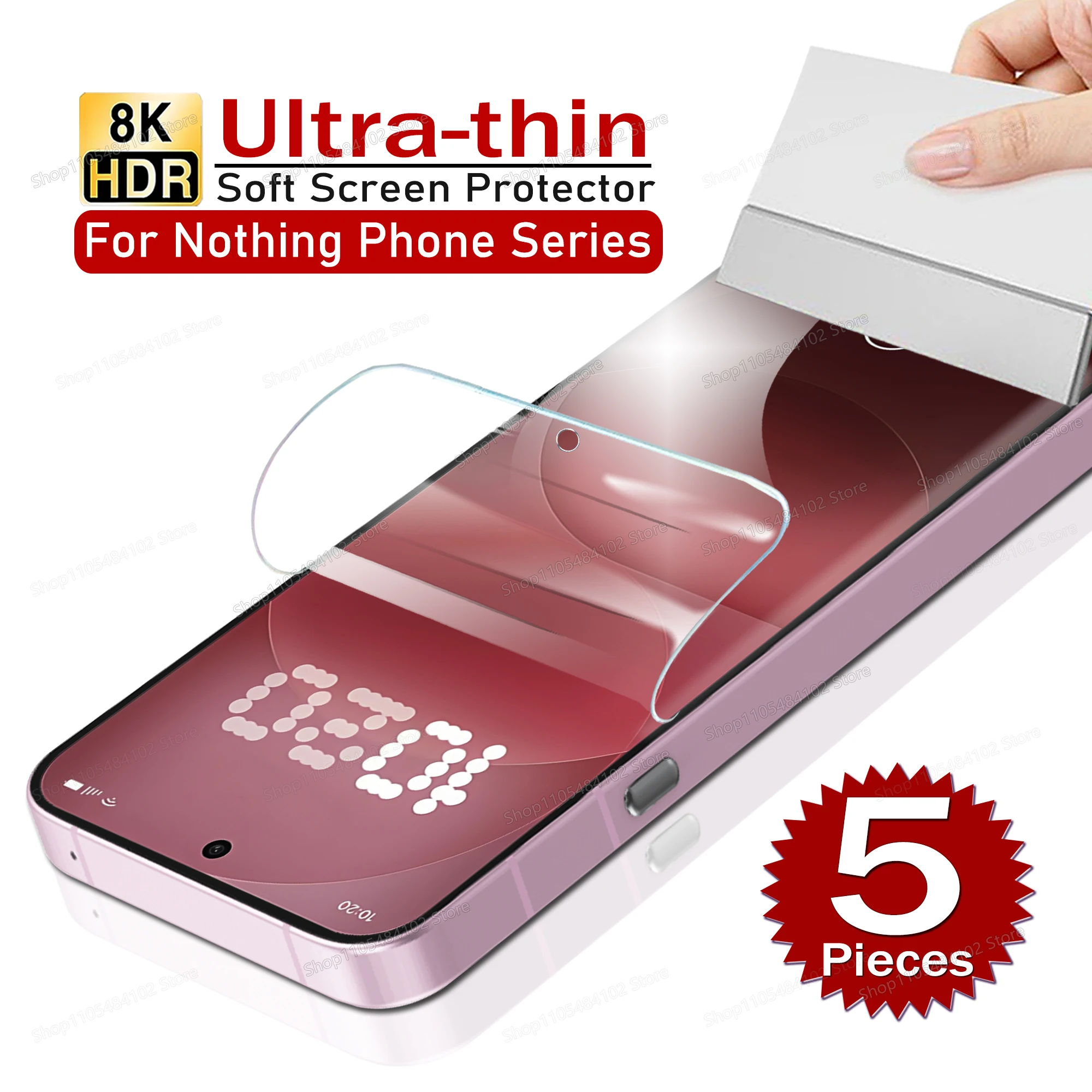 Image of 5 Stück ultradünner Displayschutz für Nothing Phone 4A 3A Pro, klare Hydrogelfolie für Nothing CMF Phone 2 Pro 1 3 2A Plus 3A Lite