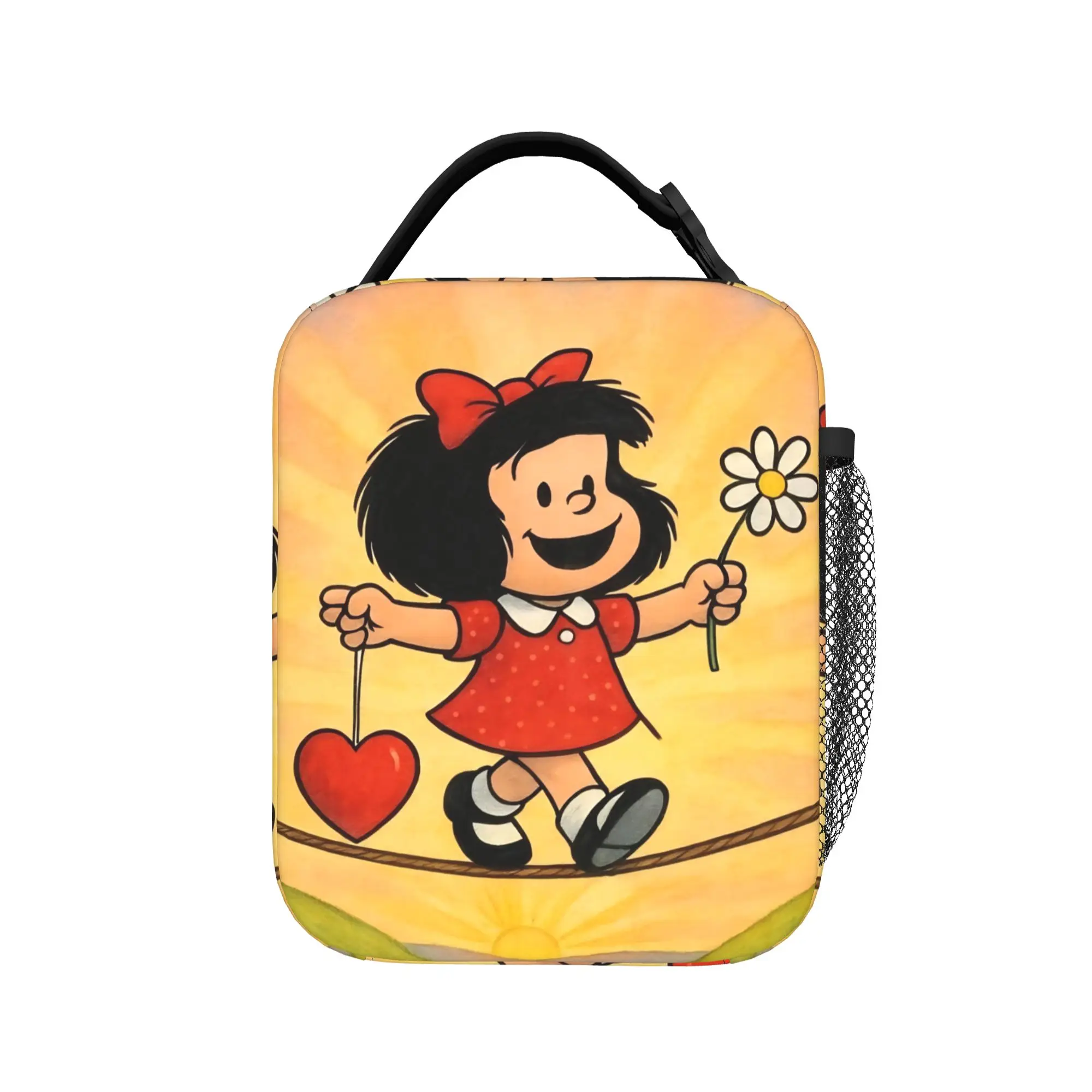Mafaldas Love Smile Insulated Lunch Bags Large  Lunch Container Thermal Bag Tote Lunch Box School  Outdoor Food Bag