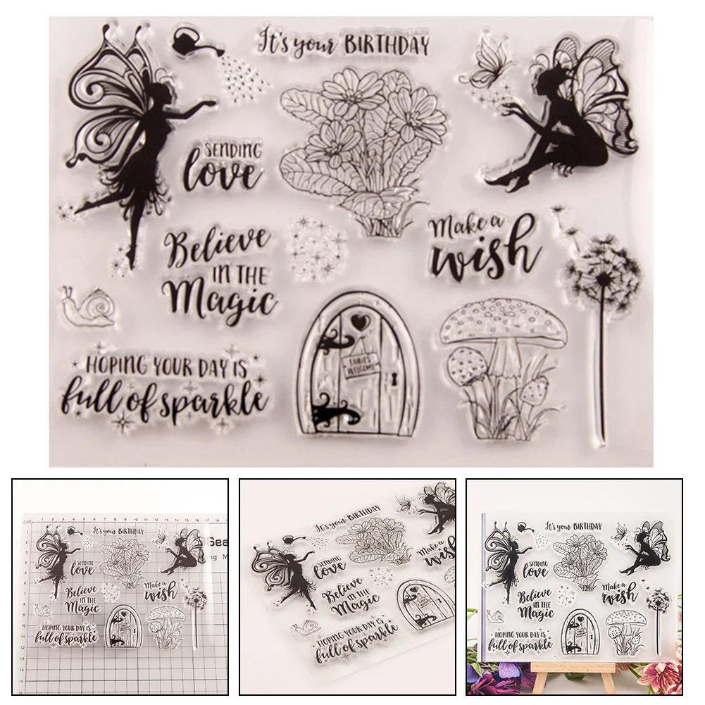 Flower Tree Butterfly Background Rubber Stamp DIY  Clear Stamps for Card Making  TPR Material  Accurate Placement  Crafting Tool