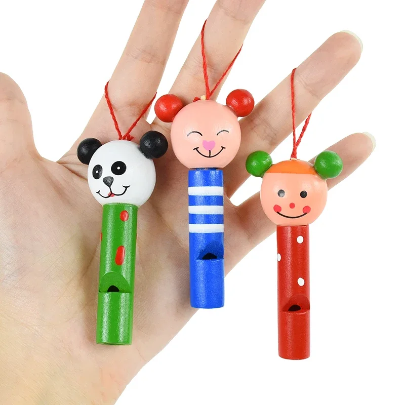 1Pc Colorful Wooden Whistle Indoor Outdoor Play Crisp Whistle Sound Toddler Gift Random Color