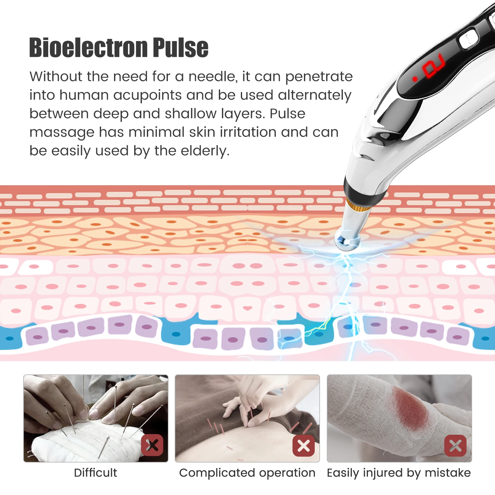 Electronic Acupuncture Pen Electric Meridians Laser Therapy Heal Massage Pen Meridian Energy Pen Relief Pain Tools Body Massager