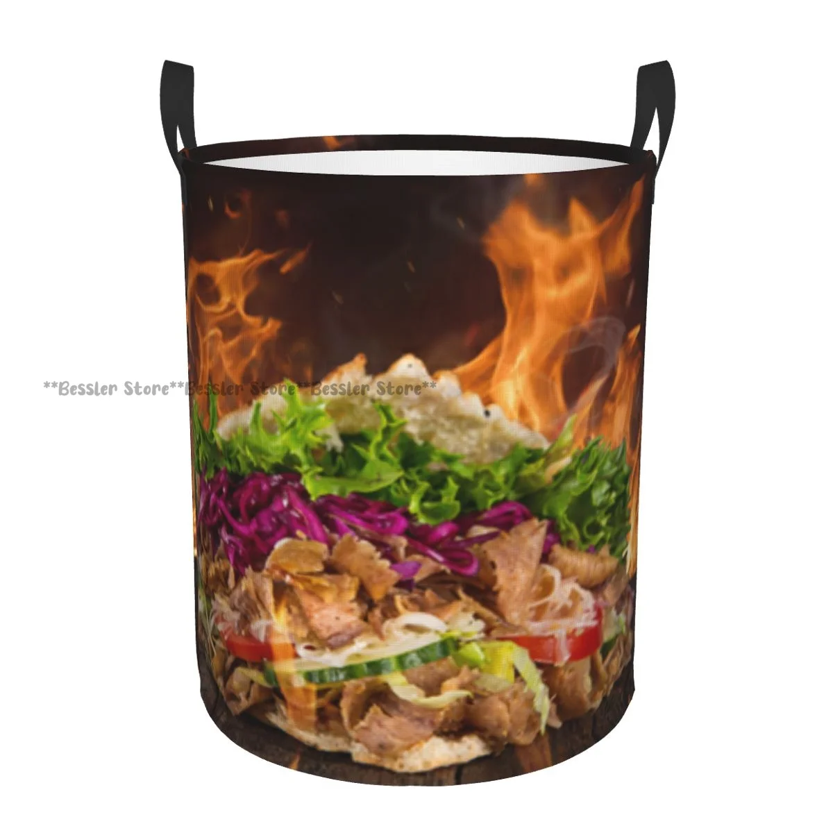 

Dirty Laundry Basket Kebab Sandwich Background Folding Clothing Storage Bucket