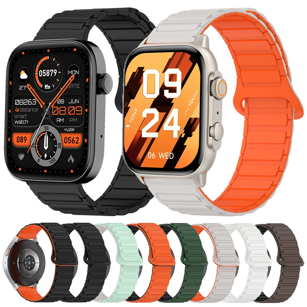 Correa de silicona de 20mm y 22mm para COLMI P71/P81/C81/M42/V68/P73/P76/P78/P82/I28 pulsera Ultra magnética correa de reloj de repuesto suave