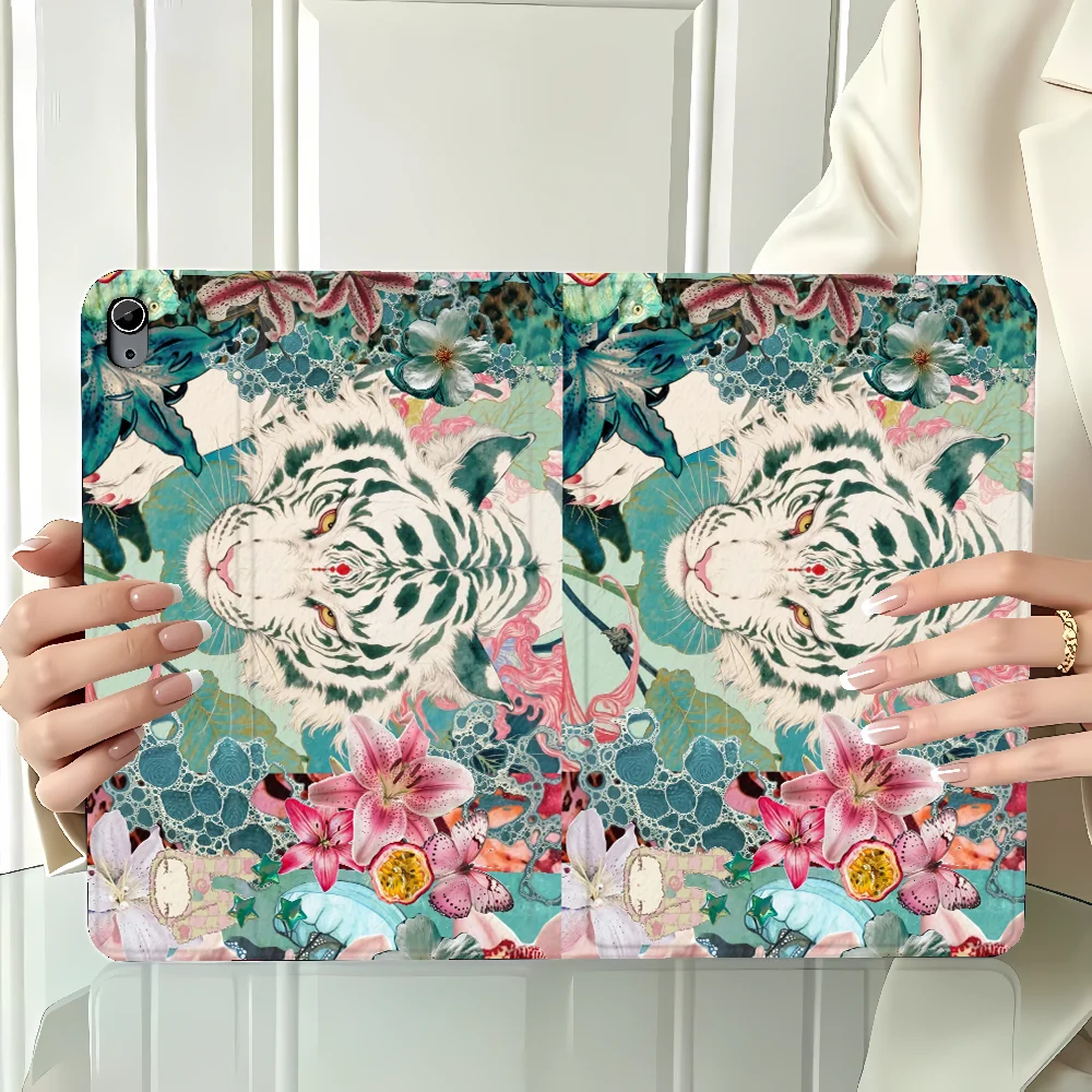 Flame Roaring Tiger Case for Apple iPad Pro11 13 Air 11 13 M4 M3 M2 A16 2026 10th 7/8/9th with Pencil Slot Air 4/5/6th