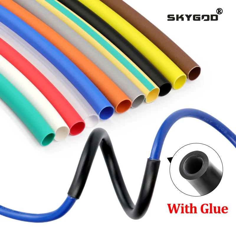 11Colors 3:1 Heat Shrink Tube 1.6/2.4/3.2/4.8/6.4/7.9 ~ 50mm with Glue Dual Wall Tubing DIY Repair Cable Wire Protector Sleeving