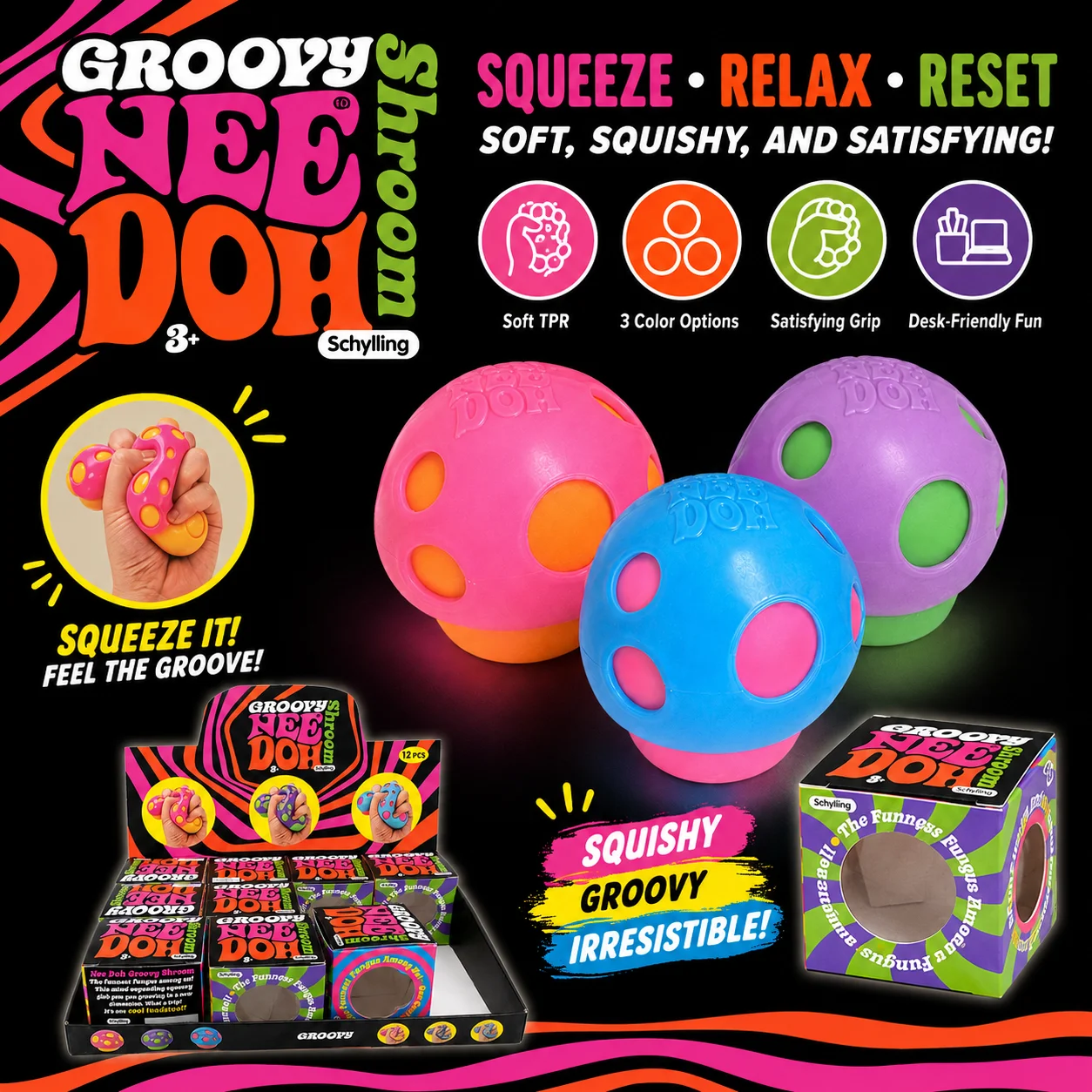 

NEEDOH mushroom-shaped soft and slowly rising decompression toy helps adults squeeze to relieve mood and fight anxiety