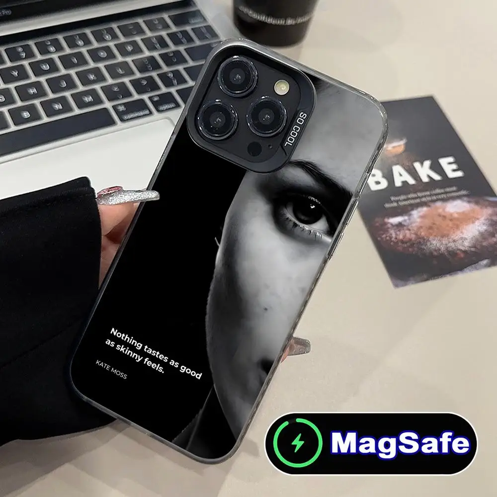 Cool Kate Moss Mobile Phone Case for iPhone 17 16 15 14 13 12 11 Air Pro Max Plus MagSafe Translucent Colorful Cover Cellphones