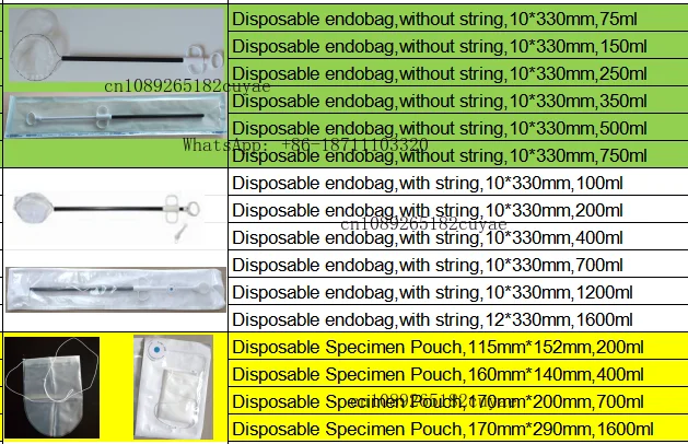endobag specimen pouch tissue retrieval bag CE mark Medical surgical endoscopic endo disposable