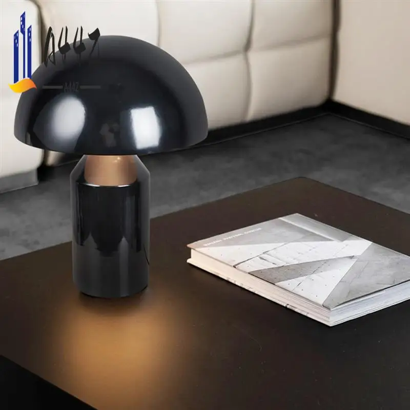 

A44Z-Nordic Iron Mushroom Table Lamp Three Color Light Changing E27 Interface Desk Lamp Stand Bedside Lamp EU Plug