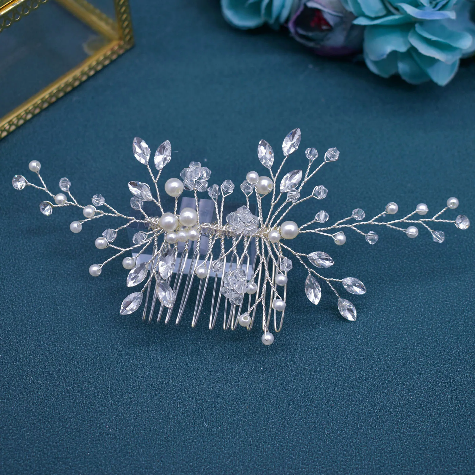 A486 Pearl Bridal Comb Crystal Hair Jewelry Women Hairpieces Wedding Hair Accessories Clips Women Hairpins Bridal Headwear