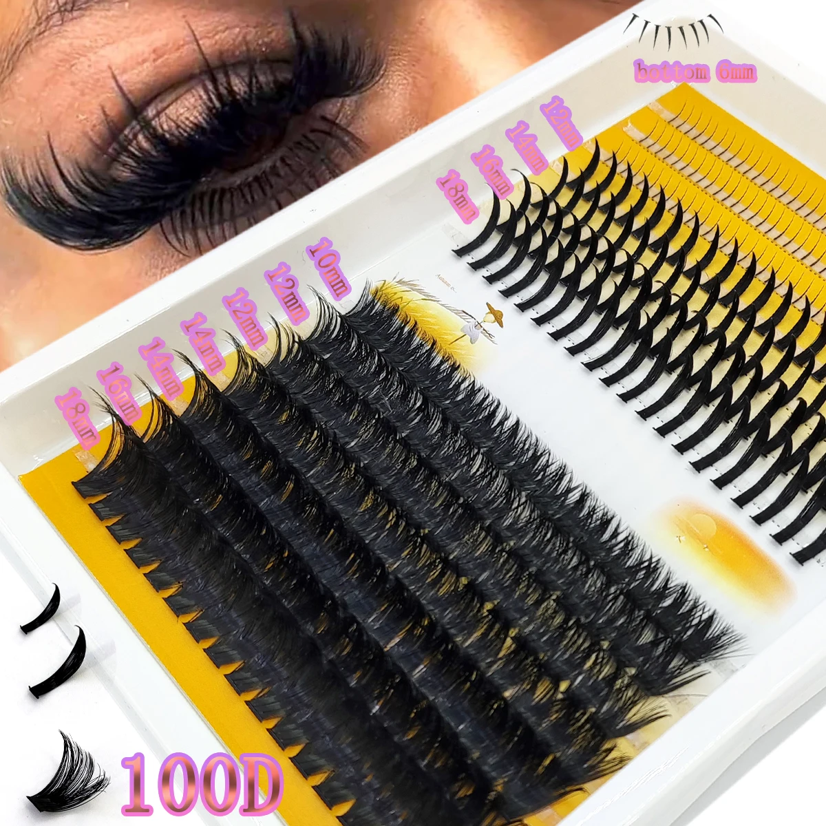 Neue 14-reihige mit Spikes und unteren Wimpern, flauschige Locken, natürliche künstliche Wimpern, Feencluster, Wispy Comics-Wimpern, C/D-Locken DI