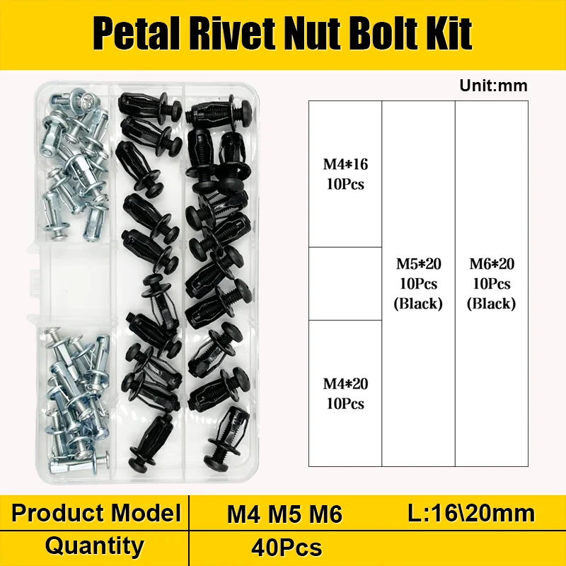 Blütenblattförmige Metallnietmutter Schraubenbolzen-Set Sechskantschrauben Panel License Fix Clamp Lock Expansion Jack Nuts Nietmutter M4 M5 M6 M8 – Detail 14