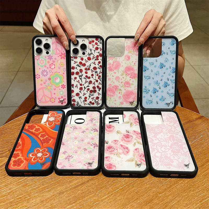 Чехол для телефона Wildflower 3D Red Roses Peace N Luv Forget Me Not Floral Daisy Lynn для iPhone 16, 15, 14, 13, 12, Pro Max Plus wf
