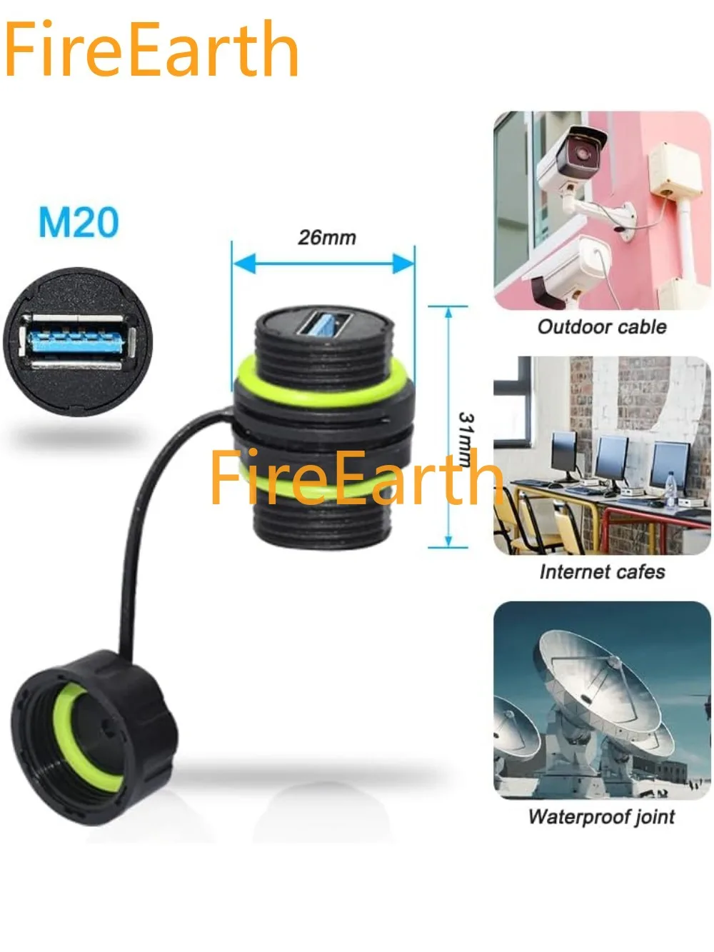 방수 패널 USB 커넥터, 방수 IP68 USB 3.0 패널 마운트 커넥터, 암-암, 벌크헤드 확장 어댑터