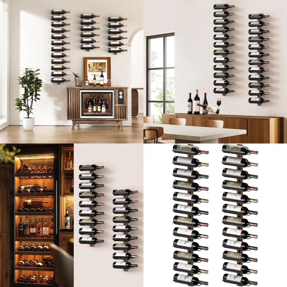 

Настенная деревянная подставка для вина на 24 бутылки, идеально подходит для кухни, столовой и бара