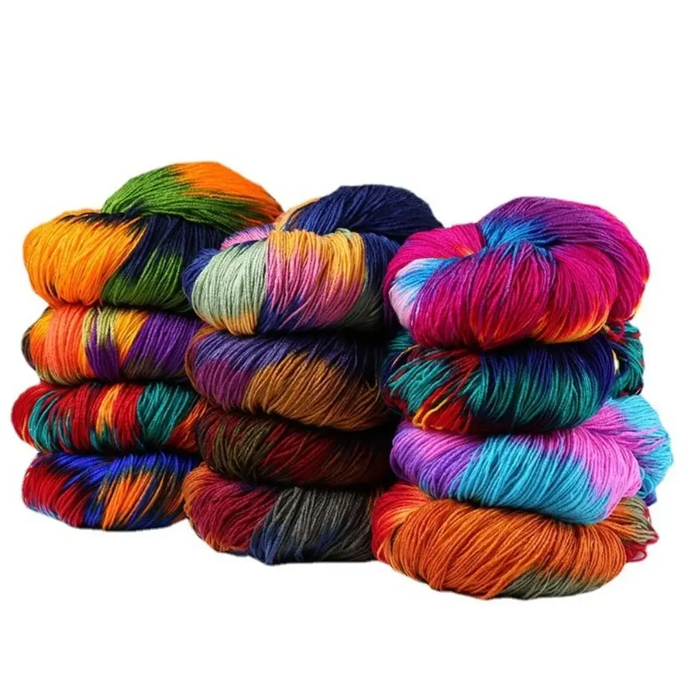 Soft Acrylic Wool Yarn Segment Dyed Mixed Color Knitting Yarn Hand-woven Scarf