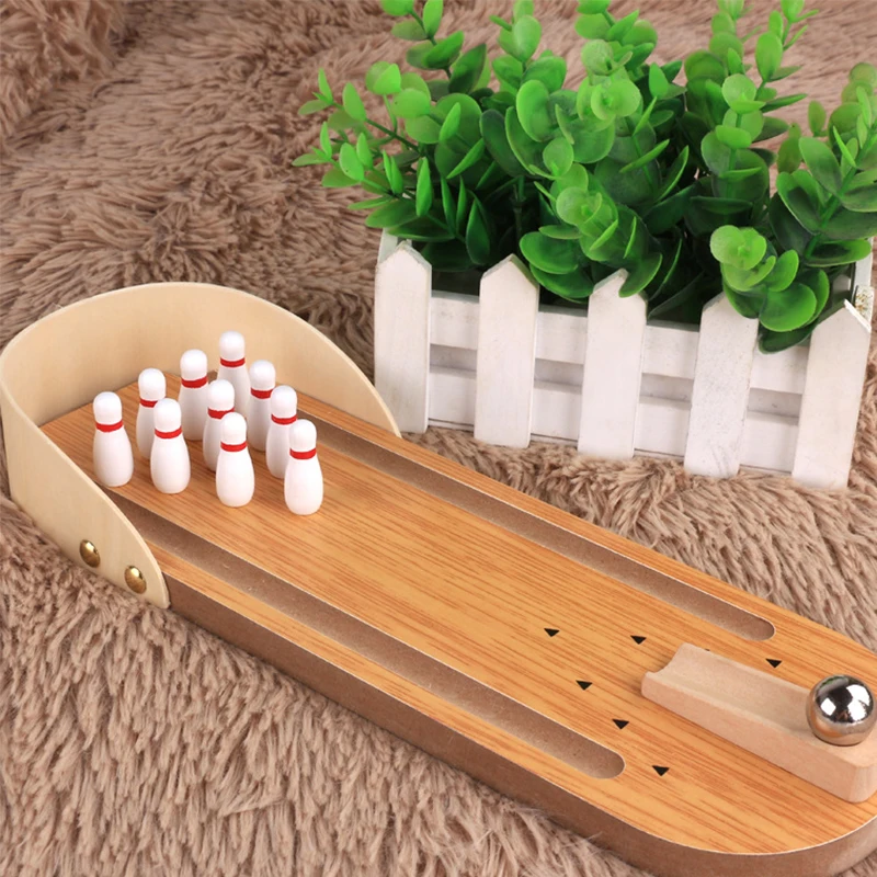 Children's educational wooden toys Wooden mini bowling ball Parent-child interaction decompression creative board game toys