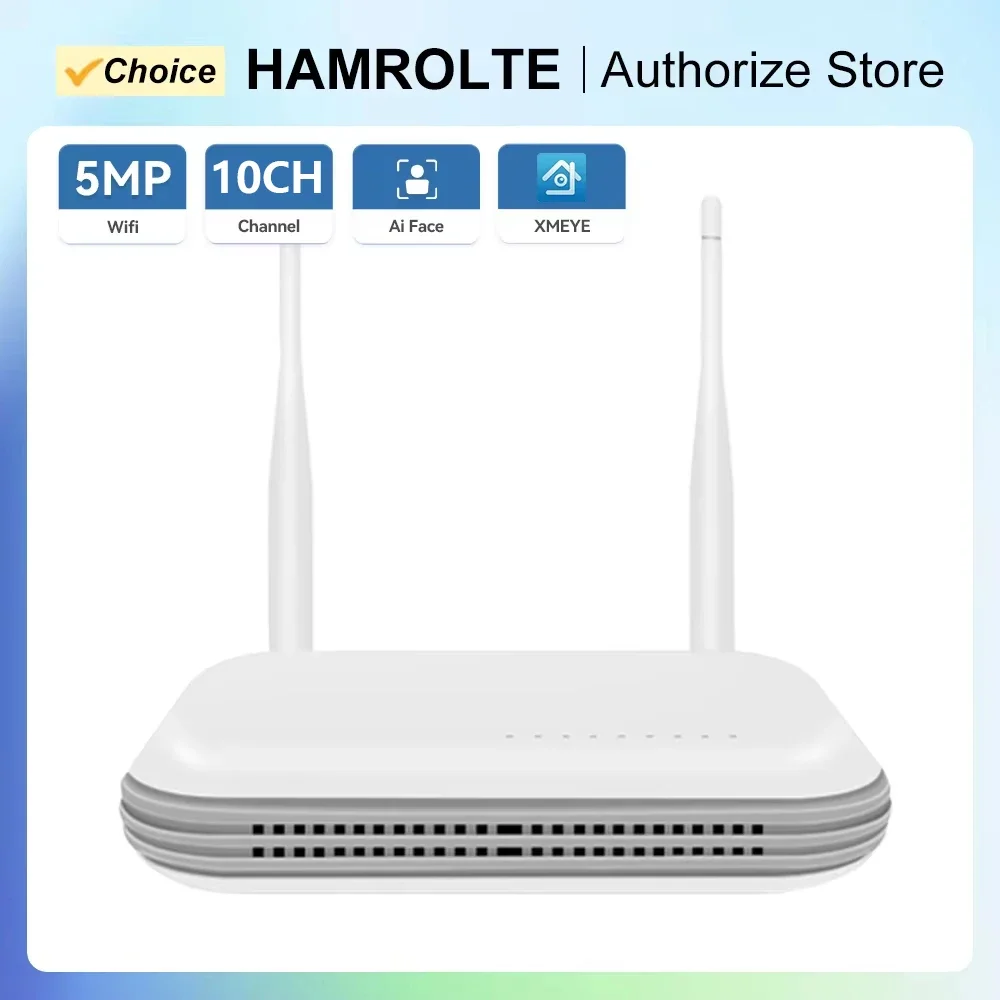 

10CH Wifi NVR P2P H.265 Wireless Network Video Recorder 5MP TF Card Slot Face Detection Wireless Security Surveillance System