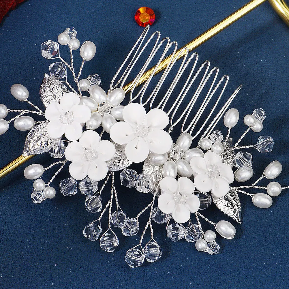 مشط شعر على شكل زهرة، إكسسوار زفاف أنيق، غطاء رأس للعروس خفيف الوزن، قابل لإعادة الاستخدام، ديكور للشعر للنساء والحفلات الراقصة #3