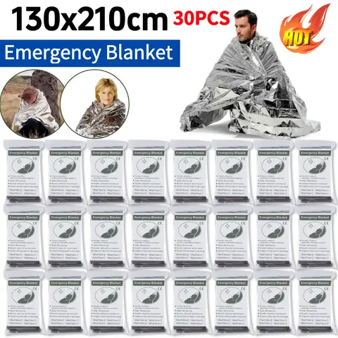 130x210cm Gigantic Space Blanket Emergency Supplies Foil Mylar Thermal Blanket Silver Foil Blanket for Hiking Marathons