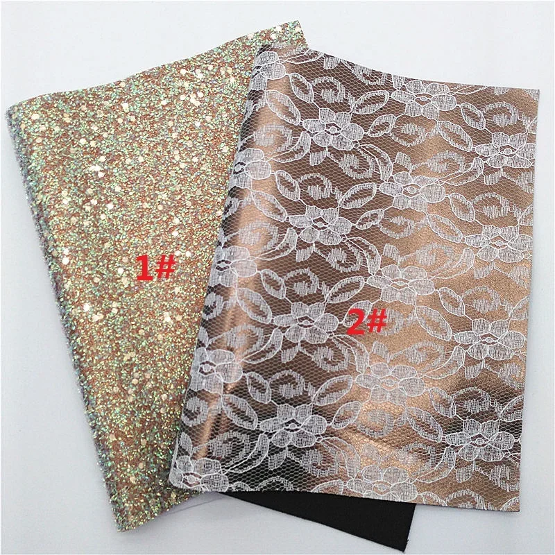 Flowers Litchi Embossed Faux Leather  Sheets Lace Faux Vinyl Plaids Iridescent Fabric Tissel Glitter Sheet DIY 21x29CM Y143