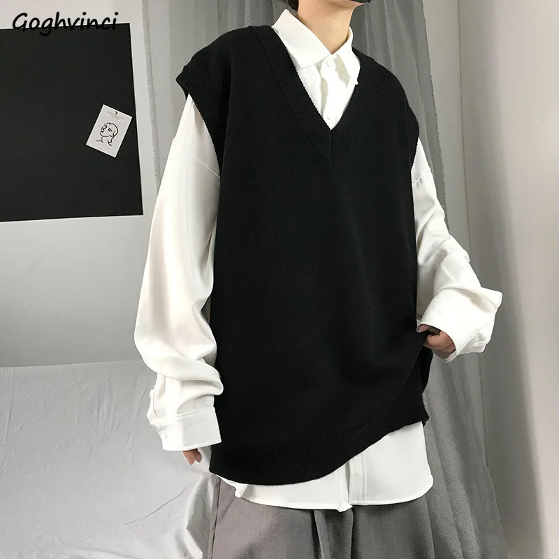 Sweater Vest Women Chic Simple All-match V-neck Unisex Knitted Korean Fashion Classic Popular Casual Ins Loose Fit Spring Cozy