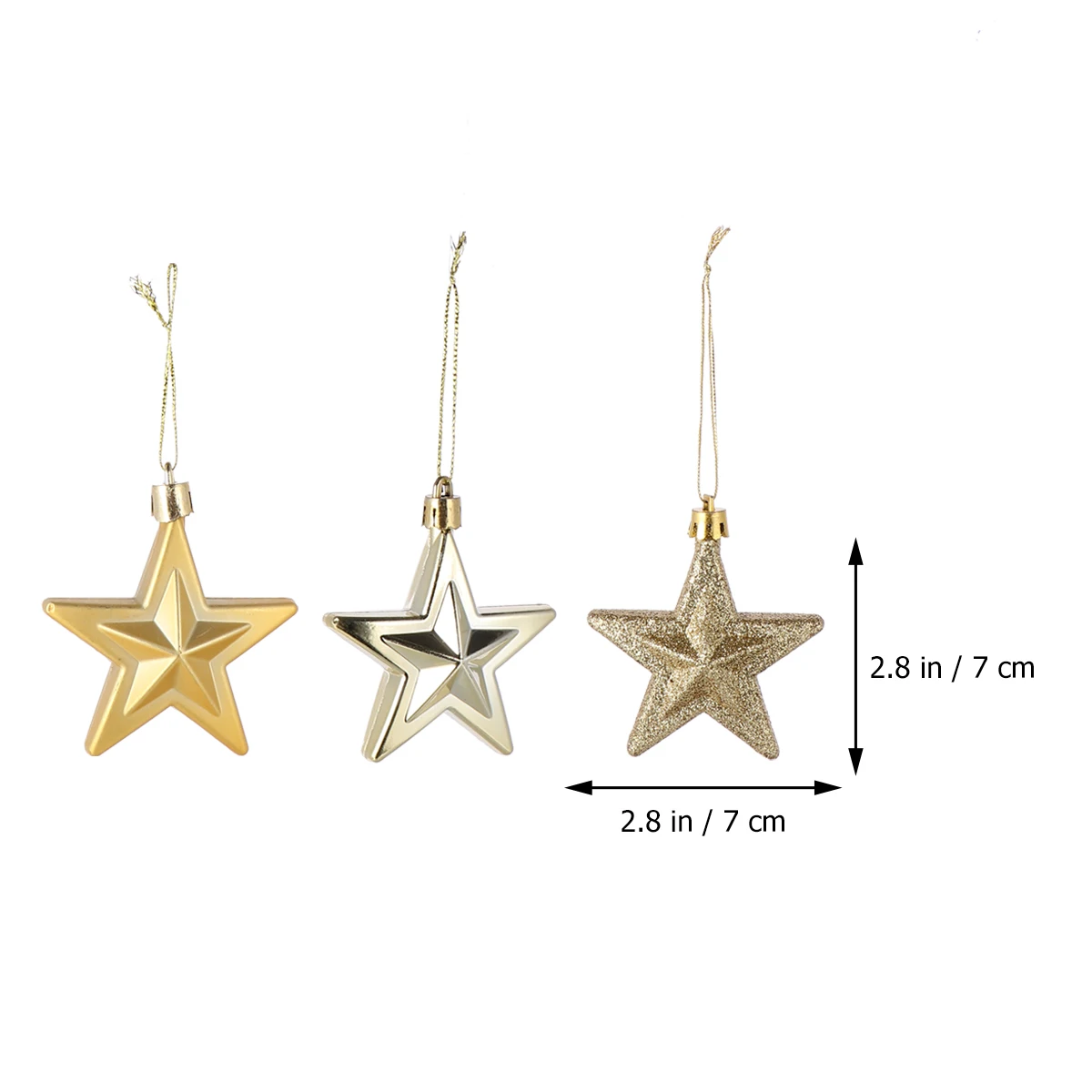 

18 Pcs Christmas Five-pointed Star Decorations Silver Stars Ornaments Small Hanging for Tree Table Bulk Plastic