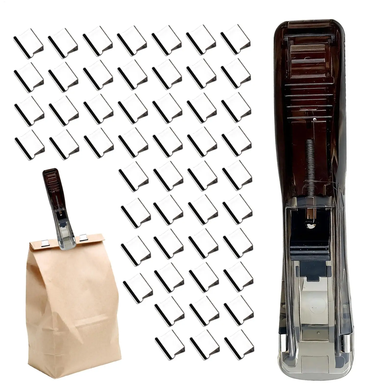 Portable Pusher Stapler With 50 Paper Clip Office Dispenser Reusable Binder Clip Stapler For Book Binding Machine Office Supplie