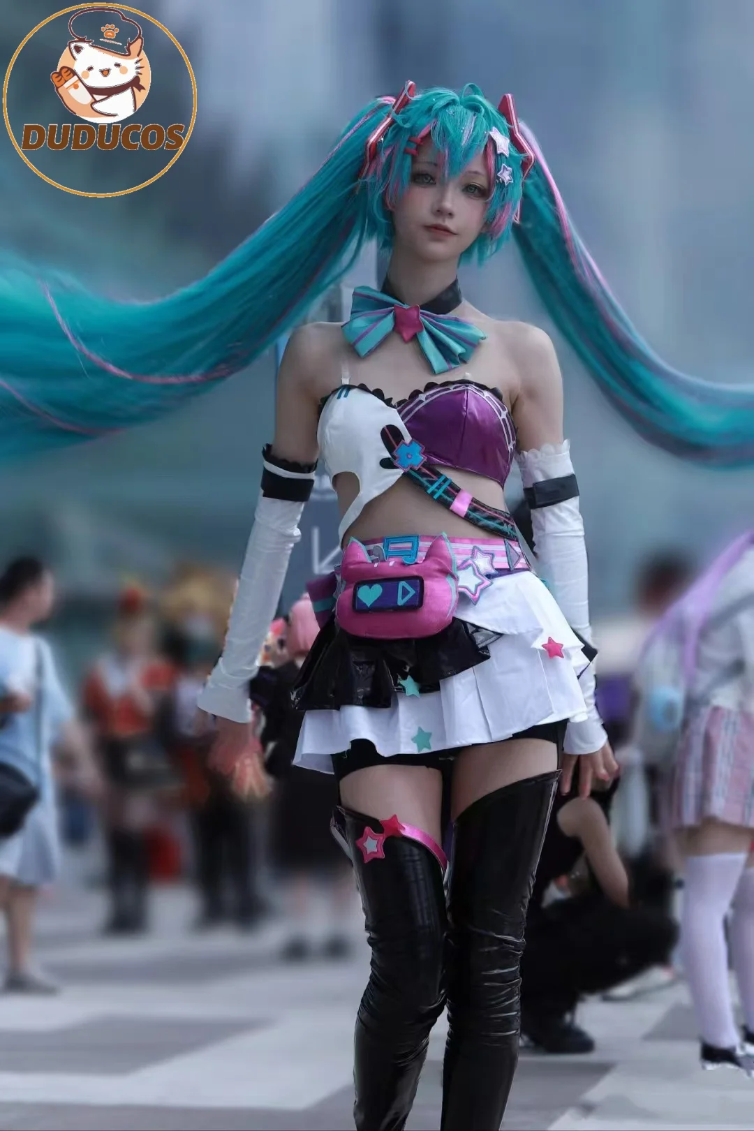 In Stock Muse Dash Miku Cosplay Costume Collab Full Set Leather Sexy Cute Stage Suit Wig Halloween Xmas