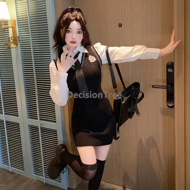 2025 stile accademia pacchetto di maglia vestito dall'anca set di due pezzi stile americano piccante per ragazze quotidiano jk uniforme campus autunno uniforme scolastica